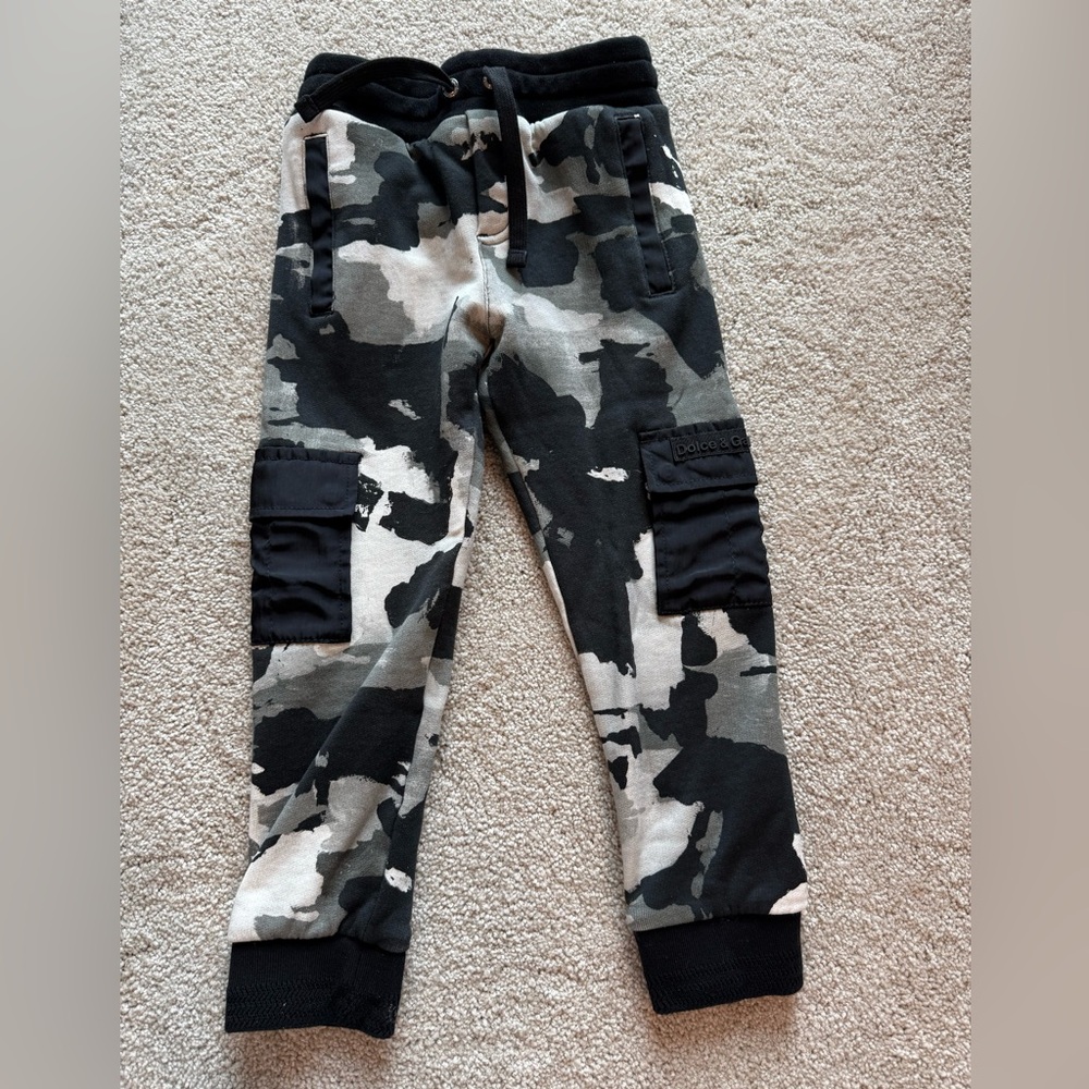 Dolce & Gabbana Black and Gray Camouflage Pants